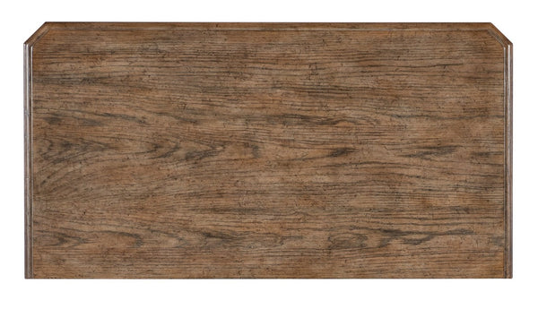 Hooker Furniture Americana Two-Door Nightstand With Distressed Two-Tone Finish, Oak Veneer Top, Wire Management, Timeless Appeal Whites/Creams/Beiges 7050-90017-02