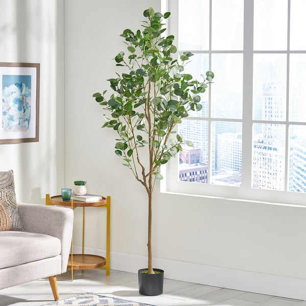 English Elm 180cm Artificial Eucalyptus Tree Faux Silver Dollar Foliage Tall Indoor Accent 70530.00