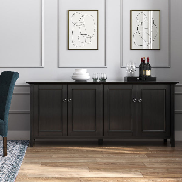English Elm Amherst 66" Solid Wood Storage Cabinet In Hickory Brown - Stylish Buffet With Adjustable Shelves B136P158352