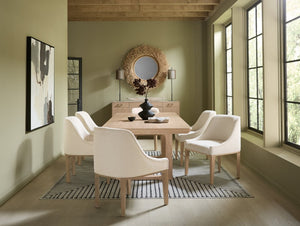 Hooker Furniture Banyon Bay Upholstered Host Chair In Levi Oyster Fabric With Desert Oak Frame — Barrel Back Comfort, Modern Flair 6081-75500-82