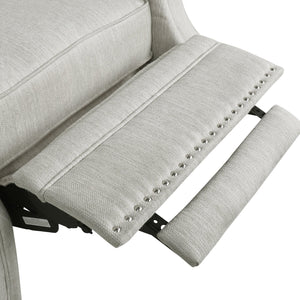 English Elm Christopher Knight Home® - Button Button Tufted Heavy Duty Manual Push-Back Recliner Chair with Nailhead Accents and Comfort Backrest Beige 71976.00
