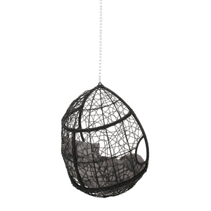English Elm Christopher Knight Home® - CASTAIC Teardrop Hanging Chair with 8ft Chain — Durable PE Rattan, Water-Resistant Cushions, Cozy Lounging Grey+Black 70772.00