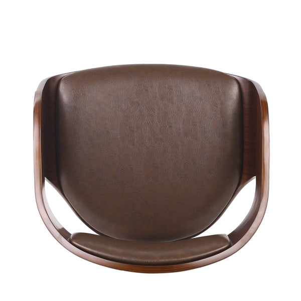 English Elm Christopher Knight Home® - BAR STOOL Mid-Century Modern Faux Leather Swivel with Walnut Veneer Frame and Chrome Footrest Dark Brown 67494.00PUDBRN