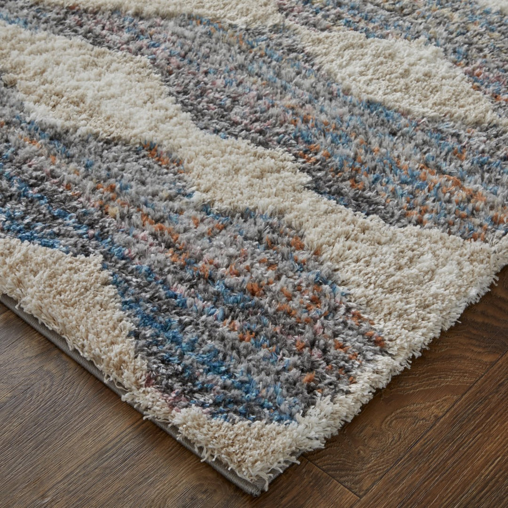 Feizy Rugs Mynka Polyester Machine Made Bohemian & Eclectic Rug Tan/Ivory/Blue 7'-11" x 10'