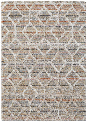 Feizy Rugs Mynka High Pile Geometric Area Rug - Pet-friendly, Stain Resistant, Ideal For High Traffic Spaces Tan,Taupe,Ivory Polyester Myn39icfbgemltp00