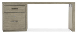 Hooker Furniture Linville 72" Desk With Oak Veneer Top, Spacious Work Surface, Locking File Drawer & Sleek Hardware Gray 6150-10906-85