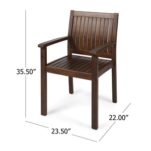 English Elm Wilson Solid Acacia Slatted Outdoor Dining Chairs Farmhouse Modern Patio Set of 2 61717.00DBRN