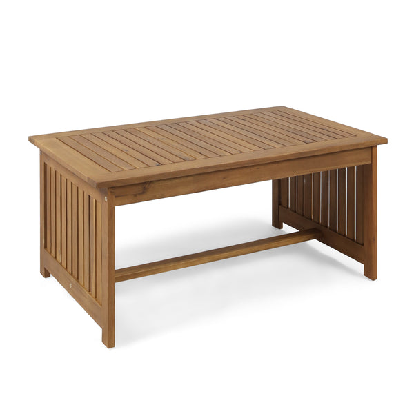 English Elm Christopher Knight Home® - CASA Acacia Coffee Table for Outdoor Patios — Stained Treated Wood, Compact Yet Spacious 40"W Brown+Antique Bronze 63307.00