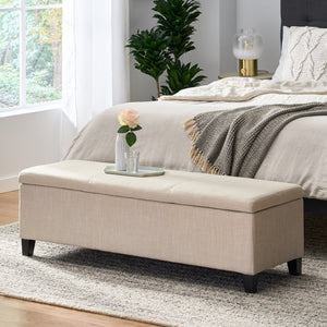 English Elm Glouster Bench Style Pu Leather Storage Ottoman with Soft Close Lid for Bedroom 57742.00LBE
