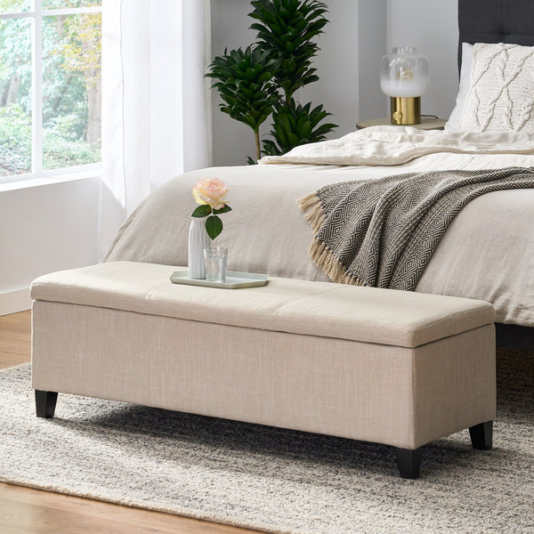 English Elm Glouster Bench Style Pu Leather Storage Ottoman with Soft Close Lid for Bedroom 57742.00LBE