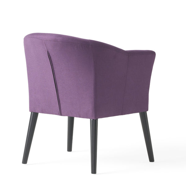 English Elm Arm Chair Plum Fabric Upholstered Accent Seat with Black Birch Legs for Living Room 59258.00PLU