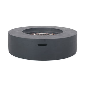 English Elm Lightweight Concrete Round Outdoor Fire Pit 50000 Btu Modern Low Profile Dark Gray 59240.00-50K