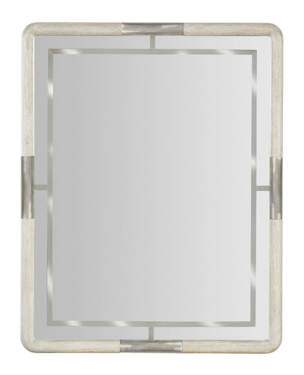 Hooker Furniture Modern Mood Landscape Mirror With Wire-Brushed Quartered Oak Veneer, Warm Pewter Trim, Gallery Focal Point Light Brown 6850-90009-80