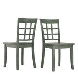 Homelegance By Top-Line Lorren Window Back Wood Dining Chairs (Set of 2) Green Rubberwood