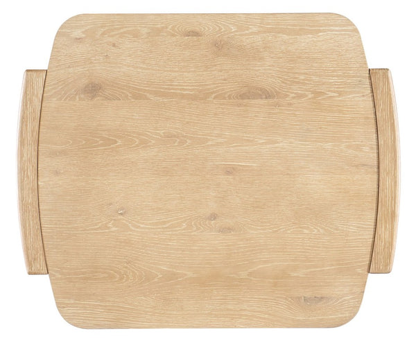 Hooker Furniture Retreat Dune Sand Oak End Table With Sculptural Interlocking Legs, Lower Shelf, Coastal Grain Finish 6950-80413-80