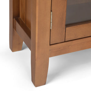 English Elm Acadian Entryway Storage Cabinet - Handcrafted Solid Wood In Light Golden Brown With Glass Doors B136P159419