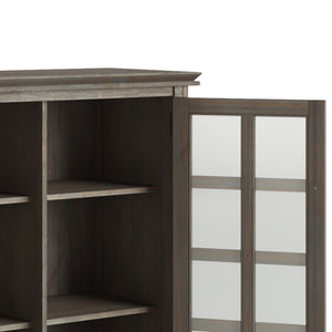 English Elm Artisan Medium Storage Cabinet – Distressed Grey, Handcrafted Design With Glass Doors & Adjustable Shelves B136P158401