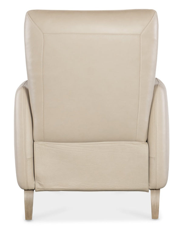 Hooker Furniture Rumero Semi-Aniline Top-Grain Leather Press-Back Recliner In Apollo Mineral With Light Wood Legs, Modern Elegance RC107-PB-083