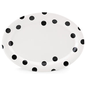 Lenox Kate Spade Deco Dot 14" Oval Serving Platter White, WHITE STONEWARE 856717