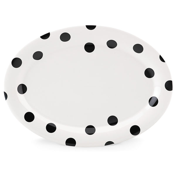 Lenox Kate Spade Deco Dot 14" Oval Serving Platter White, WHITE STONEWARE 856717