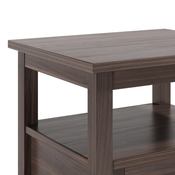 English Elm Warm Shaker 20" Solid Wood End Table With Drawer - Elegant Walnut Brown For Modern & Traditional Decor B136P159709-GIGA