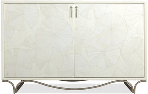 Hooker Furniture Melange White Lotus Hall Chest Artisan-Crafted White Lotus Marquetry, Soft-Close Doors, Gray Leafed Base 628-85723-02