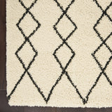 Nourison Geometric Shag GOS01 Machine Made Power-loomed Borderless Design Indoor Only Shag Farmhouse Rug Ivory,Charcoal, Ivory White 100% Polypropylene 99446482228