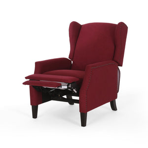 English Elm Christopher Knight Home® - Pushback Recliner Chair with Nailhead Trim and Wingback Design, Plush Fabric Comfort for Living Rooms Red 60760.00DRED