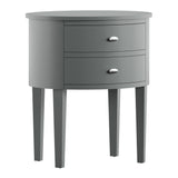 Homelegance By Top-Line Tallon 2-Drawer Oval Wood Accent Table Grey Wood