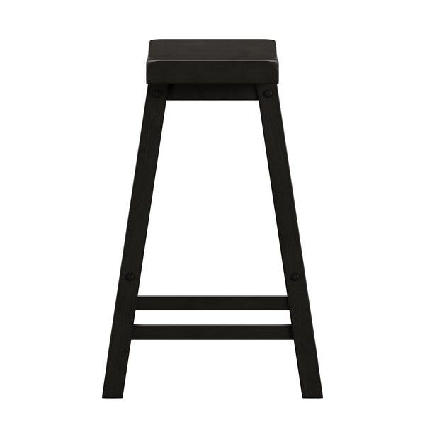 Homelegance By Top-Line Barrett Saddle Seat Counter Height Backless Stools (Set of 2) Black Rubberwood