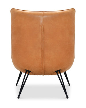 Hooker Furniture Kayne Saddlebag Leather Accent Chair — Tufted Armless Club Design, Black Spindle Legs, 38" H CC416-086