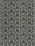 Nourison Horizon Indoor/Outdoor HOZ01 Machine Made Power-loomed Borderless Design Indoor/Outdoor Modern Outdoor Rug Black, Black 88% Polypropylene,12% Polyester 841491126189