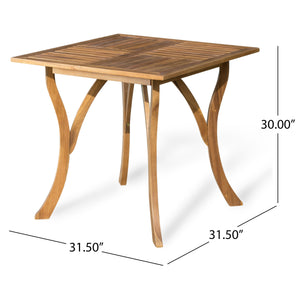 English Elm Outdoor Acacia Wood Square Bistro Table with Slatted Top and Cabriole Legs 57234.00