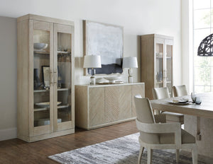 Hooker Furniture Cascade Credenza In Terrain Soft Taupe Oak Veneer With Reeded Front, Soft-Close Doors & Adjustable Storage 6120-75900-80