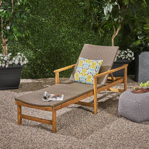 English Elm Christopher Knight Home® - Hampton Outdoor Wood & Wicker Chaise Lounge - Adjustable Comfort For Patios, Poolsides & Gardens 63763.00MCA