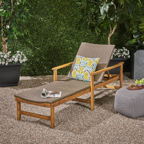 English Elm Christopher Knight Home® - Hampton Outdoor Wood & Wicker Chaise Lounge - Adjustable Comfort For Patios, Poolsides & Gardens 63763.00MCA