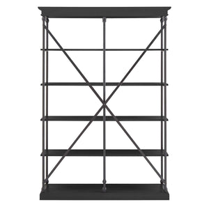 Homelegance By Top-Line Miranda Cornice Double Shelving Bookcase Black Wood