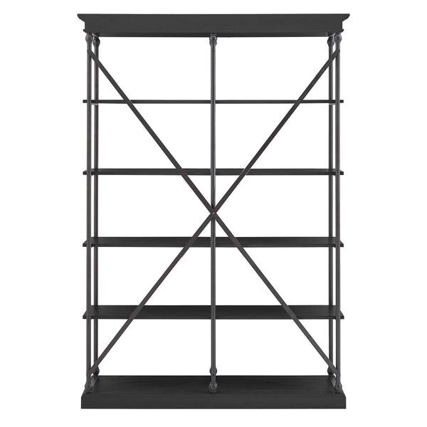 Homelegance By Top-Line Miranda Cornice Double Shelving Bookcase Black Wood
