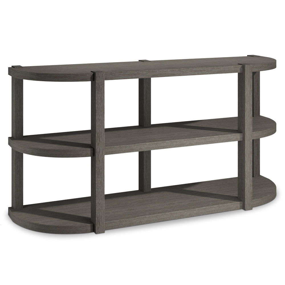 Bernhardt Bernhardt Prado Porcini Console Table — Rustic Modern 68"W Curved-Front Shelves, Solid Wood Finish 324910B