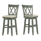 Homelegance By Top-Line Juliette Double X-Back Wood Swivel Bar Stool Green Rubberwood