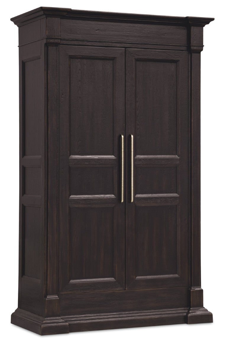 Hooker Furniture Driftwood Wardrobe with Buckboard Finish — Rustic Coastal Storage, Adjustable Shelves & Hidden Compartment Blacks 6820-90013-99