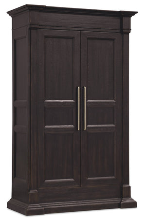 Hooker Furniture Driftwood Wardrobe with Buckboard Finish — Rustic Coastal Storage, Adjustable Shelves & Hidden Compartment Blacks 6820-90013-99