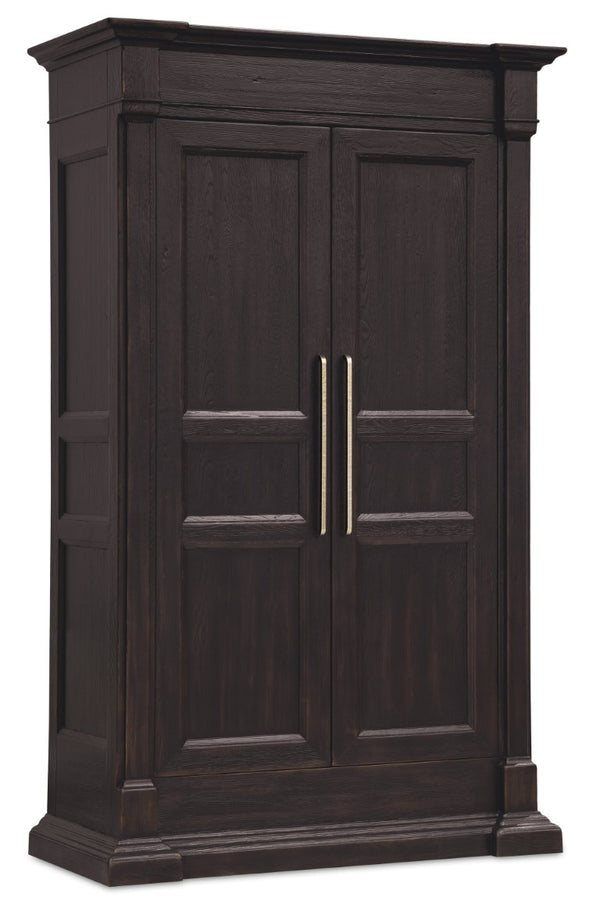 Hooker Furniture Driftwood Wardrobe with Buckboard Finish — Rustic Coastal Storage, Adjustable Shelves & Hidden Compartment Blacks 6820-90013-99