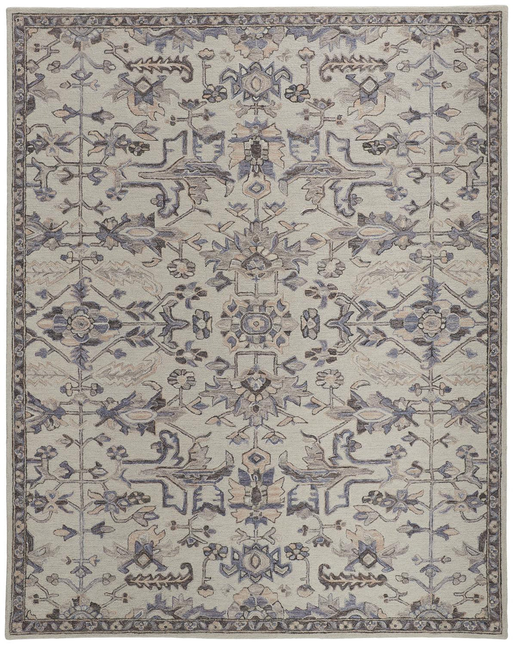 Feizy Rugs Fallon Hand-tufted Wool Rug - Rustic Floral Design In Placid Blues And Calming Creams For Cozy Homes Ivory,Gray Wool Fln8838fivygryc00