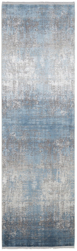 Feizy Rugs Cadiz Abstract Low Pile Rug - Modern Elegance With Distinctive Patterns Inspired By Spanish Architecture Blue,Gray,Silver Viscose,Acrylic 86639fwfblugryi89