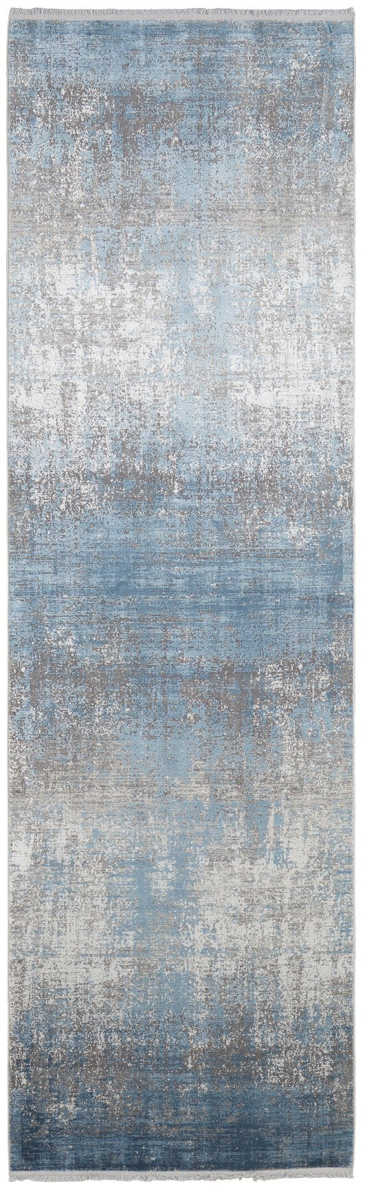 Feizy Rugs Cadiz Abstract Low Pile Rug - Modern Elegance With Distinctive Patterns Inspired By Spanish Architecture Blue,Gray,Silver Viscose,Acrylic 86639fwfblugryi89