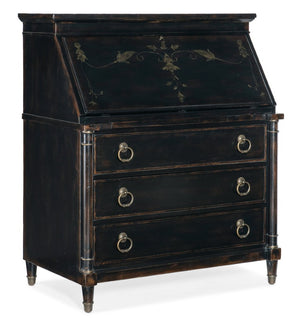 Hooker Furniture Charleston Black Cherry Secretary With Handpainted Drop-Front, Leather Writing Surface, Storage 6750-10309-97
