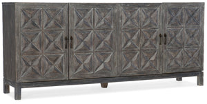 Hooker Furniture Beaumont Shale Entertainment Console With Mottled Copper Hardware, Ventilated Back, Fits 80" Tv 5751-55483-89