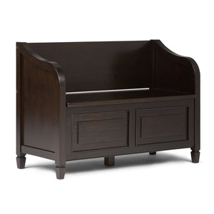 English Elm Connaught Entryway Storage Bench - Handcrafted Dark Chestnut Brown With Safety Hinges & Style B136P158130