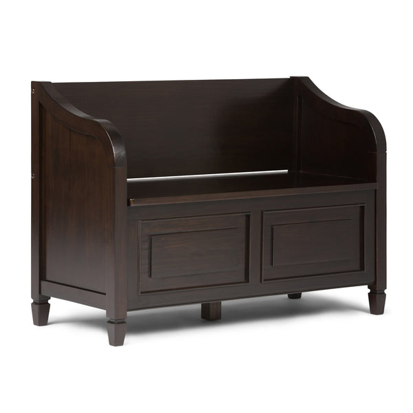 English Elm Connaught Entryway Storage Bench - Handcrafted Dark Chestnut Brown With Safety Hinges & Style B136P158130